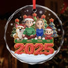 Custom Circle Glass Ornament - Personalized Christmas Birthday Gifts For Family, Dog Cat Lovers - Together Forever Never Apart