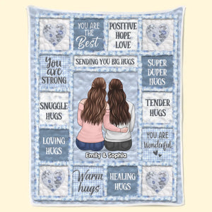 Custom Blanket - Personalized Best Friend Birthday Gifts For Women, Besties, Sisters, BFF - Heart to Heart Besties