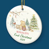 Custom Ceramic First Christmas Ornament - Personalized Christmas Baby Shower, Gifts For New Moms, New Dads, New Parents - Santa’s Littlest Fan