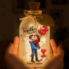 Custom Glass Bottle LED Light - Personalized Anniversary Wedding Gifts For Husband And Wife, Him And Her - You Complete My Light