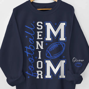 Custom Football Mom Unisex Sweatshirt, Hoodie With Design On Sleeve Personalized Birthday Football Gifts For Mom, Football Lovers, NFL Fans, Sport Lovers - Triumphant Senior Football Mama with Kid Name