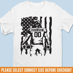 Custom Football Player T-shirt, Hoodie - Personalized Birthday Football Gifts For American Football Players, Football Lovers, NFL Fans - American Football With Flag