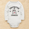 Custom Long Sleeve Baby Onesie - Personalized Baby Shower, Gender Reveal Gifts For New Moms, New Dads, New Parents, Dog Dad And Mom - Gentle Paws Guard Tiny Dreams