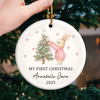 Custom Baby First Christmas Ceramic Ornament - Personalized Christmas Baby Shower, Gifts For New Moms, New Dads, New Parents - A New Star Brightens Christmas Night