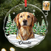 Custom Photo Circle Glass Ornament - Personalized Pet Christmas Memorial Sympathy Gifts For Dogs, Cats - Silent Whiskers Echo With Love