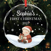 Custom Baby First Christmas Glass Ornament - Personalized Christmas Baby Shower, Gifts For New Moms, New Dads, New Parents - First Snowflake, First Christmas