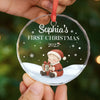 Custom Baby First Christmas Glass Ornament - Personalized Christmas Baby Shower, Gifts For New Moms, New Dads, New Parents - First Snowflake, First Christmas