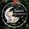 Custom Baby First Christmas Glass Ornament - Personalized Christmas Baby Shower, Gifts For New Moms, New Dads, New Parents - Our Little Joy To The World