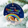 Custom Rainbow Bridge Ceramic Ornament - Personalized Pet Christmas Memorial Sympathy Gifts For Dogs - Tail Wags In Heaven