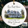Custom Photo First Christmas In New Home Ceramic Ornament - Personalized Anniversary Christmas Wedding Gifts For Husband And Wife, Him And Her, New Homeowners, Couples, Friends - Love Lives In Our New Home
