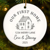 Custom First Christmas In New Home Ceramic Ornament - Personalized Anniversary Christmas Wedding Gifts For Husband And Wife, Him And Her, New Homeowners, Couples, Friends - Home For The Holidays