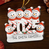 Custom Snowman Family Acrylic Ornament - Personalized Christmas Birthday Gifts For Mom, Dad, Kids - Hugs In The Snow