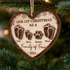 Custom First Christmas Double Layer Wooden Ornament - Personalized Christmas Birthday Gifts For Mom, Dad, Kids - Love Connects Every Heart Together