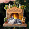 Custom First Christmas Acrylic Ornament - Personalized Christmas Birthday Gifts For Cat Lovers, Cat Mom And Dad - With My Forever Family