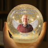 Custom Photo Crackle Glass LED Ball - Personalized Christmas Memorial Sympathy Gifts For Loss Of Mom, Dad - Your Love Stays Here