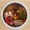 Custom First Christmas Tree Skirt - Personalized Anniversary Christmas Wedding Gifts For Husband And Wife, Him And Her - Our Love Glows Like Christmas Lights