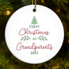 Custom Baby's First Christmas Grandparents Ceramic Ornament - Personalized Christmas Birthday Gifts For First Time Grandparents, Future Grandpa and Grandma, Family - Christmas Crew Got Cuter