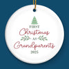 Custom Baby's First Christmas Grandparents Ceramic Ornament - Personalized Christmas Birthday Gifts For First Time Grandparents, Future Grandpa and Grandma, Family - Christmas Crew Got Cuter