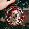 Custom Photo First Christmas Pet Ceramic Ornament - Personalized Christmas Birthday Gifts For Dog Lovers, Cat Lovers, Pet Dad And Mom, New Pet Ornament - Officially A Pet Parent