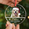Custom Photo First Christmas Pet Glass Ornament - Personalized Christmas Birthday Gifts For Dog Lovers, Cat Lovers, Pet Dad And Mom, New Pet Ornament - New Paws New Joy