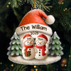 Custom Snowman Family Acrylic Ornament - Personalized Christmas Birthday Gifts For Mom, Dad, Brother, Sister, Kids - Love Melts The Coldest Snow