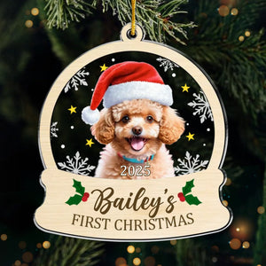 Custom Photo First Christmas Pet Acrylic Ornament - Personalized Christmas Birthday Gifts For Dog Lovers, Cat Lovers, Pet Dad And Mom, New Pet Ornament - All You Need Is Paws