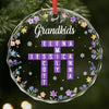 Custom Scrabble Circle Glass Ornament - Personalized Christmas Birthday Gifts For Mom, Dad, Brother, Sister, Kids - Home Is Where Joy Grows