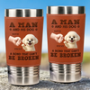 Custom Printed Leather Tumbler - Personalized Birthday Gifts For Dog Lovers, Dog Dad And Mom - Happiness Is A Wag