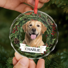 Custom Photo Circle Glass Ornament - Personalized Pet Christmas Memorial Sympathy Gifts For Dogs, Cats - Forever Loved Never Forgotten