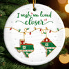 Custom Long Distance Ceramic Ornament - Personalized Best Friend Christmas Birthday Gifts For Women, Besties, Sisters, BFF - Far But Never Apart