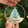 Custom Sea Glass Circle Glass Ornament - Personalized Christmas Birthday Gifts For Mom, Dad, Brother, Sister, Kids, Beach Lovers - Tides Keep Us Close