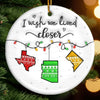 Custom Long Distance Ceramic Ornament - Personalized Best Friend Christmas Birthday Gifts For Women, Besties, Sisters, BFF - Miles Apart Still Connected