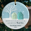 Custom Sea Glass Circle Ceramic Ornament - Personalized Best Friend Christmas Birthday Appreciation Gifts For Friendship, Neighbors, Neighbours, Beach Lovers - Warm Wishes Over The Fence