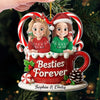 Custom Acrylic Ornament - Personalized Best Friend Christmas Birthday Gifts For Women, Besties, Sisters, BFF - Merry Hearts Forever Connected