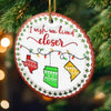 Custom Long Distance Ceramic Ornament - Personalized Best Friend Christmas Birthday Gifts For Women, Besties, Sisters, BFF - Miles Apart Hearts Aligned