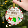 Custom Long Distance Ceramic Ornament - Personalized Best Friend Christmas Birthday Gifts For Women, Besties, Sisters, BFF - Connected By Heart Not Distance