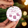 Custom Long Distance Ceramic Ornament - Personalized Best Friend Christmas Birthday Gifts For Women, Besties, Sisters, BFF - Our Hearts Bridge The Miles