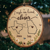 Custom Long Distance Wood Ornament - Personalized Best Friend Christmas Birthday Gifts For Women, Besties, Sisters, BFF - Miles Apart, Handmade Love