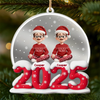 Custom Wooden Mirror Acrylic Ornament - Personalized Christmas Birthday Gifts For Mom, Dad, Brother, Sister, Kids - Joy Begins Where We Gather