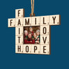 Custom Photo Scrabble Double Layer Wooden Ornament - Personalized Christmas Birthday Gifts For Mom, Dad, Brother, Sister, Kids - Our Family, Our Greatest Word