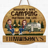 Custom Shaped Home Decor Wood Sign - Personalized Camping Gifts For Husband And Wife, Him And Her - Camping Partners For Life