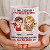 Custom 11oz Pink Marble Mug - Personalized Best Friend Birthday Gifts For Women, Besties, Sisters, BFF - I Smile Because You Are My Bestie