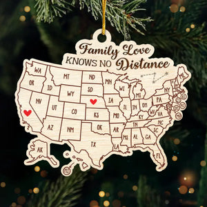 Custom Long Distance Acrylic Ornament - Personalized Christmas Birthday Gifts For Mom, Dad, Brother, Sister, Kids - Family Love Knows No Distance