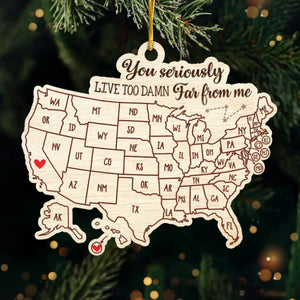 Custom Long Distance Acrylic Ornament - Personalized Best Friend Christmas Birthday Gifts For Women, Besties, Sisters, BFF - Bestie Love Knows No Distance