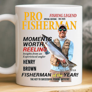 Custom Photo Magazine Mug - Personalized Birthday Gifts For Fisherman - Hooked On A Good Day