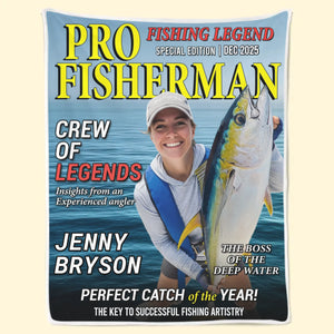 Custom Photo Magazine Blanket - Personalized Christmas Birthday Fishing Gifts For Fisherman - Masters Of The Deep