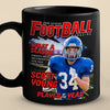 Custom Photo Magazine Black Mug - Personalized Christmas Birthday American Football Gifts For Football Lovers, Sports Fans, Sports Lovers - Game On, Greatness In Motion