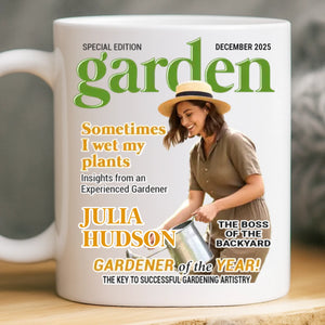 Custom Photo Magazine Mug - Personalized Christmas Birthday Garden Gifts For Gardeners - Dirt Therapy Enthusiast