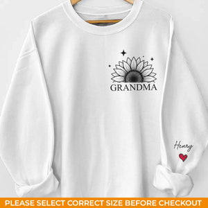Custom Unisex Sweatshirt, Hoodie With Design On Sleeve - Personalized Birthday Gifts For Mom, Grandma - Heart Of Our Family