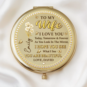 Custom Compact Mirror - Personalized Anniversary Wedding Gifts For Husband And Wife, Him And Her - Chosen With Love